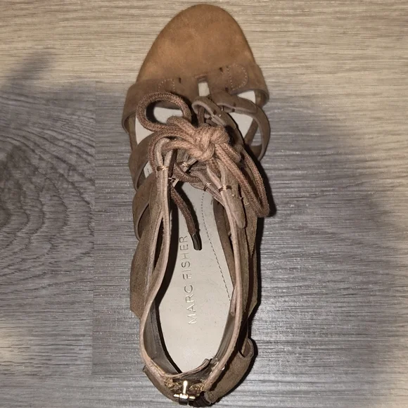 Women's Tan Strappy Heeled Sandals - Picture 4 of 7